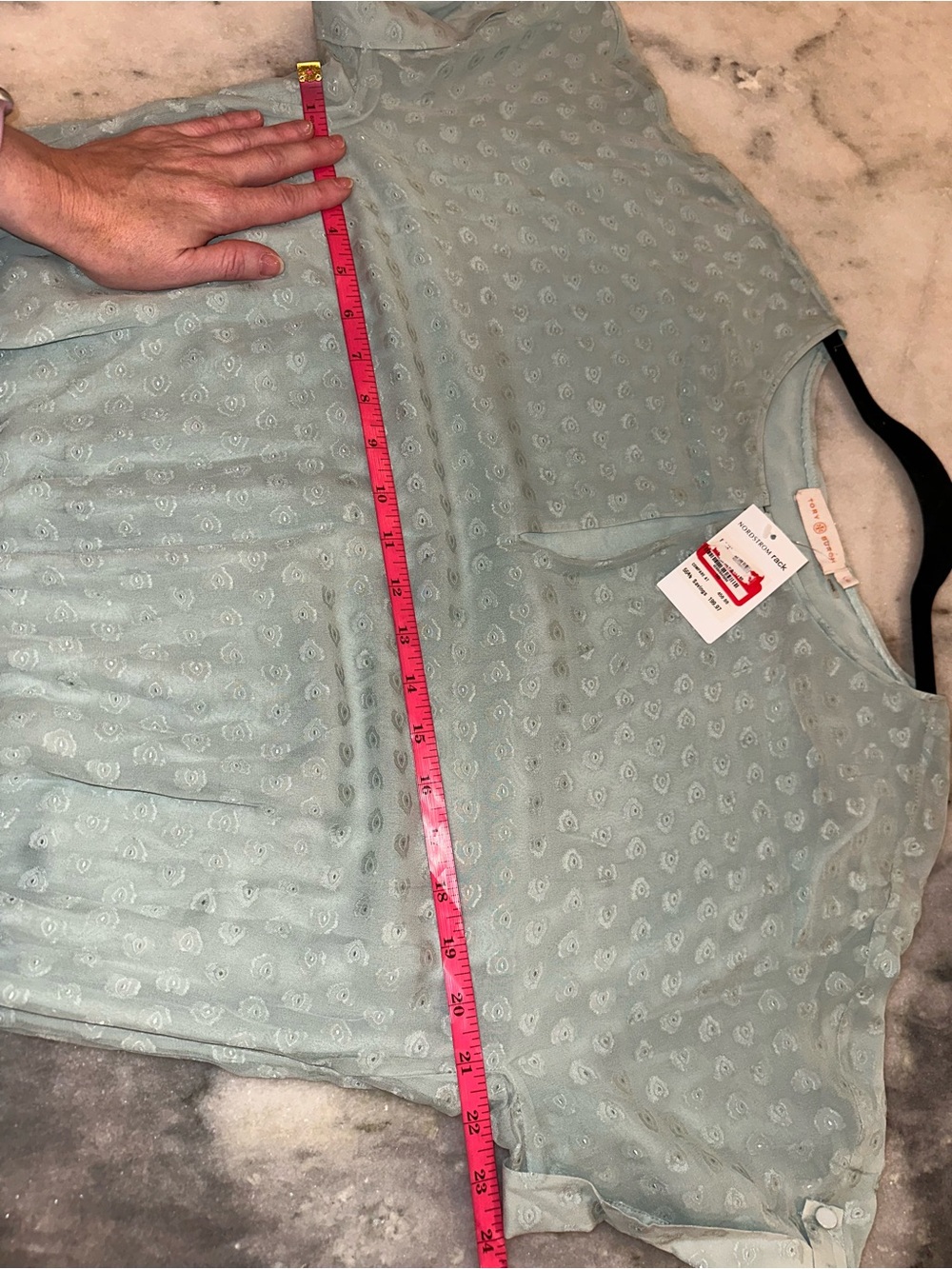 Tory Burch NWT Silk Size Large Mint Green Elastic Waist Dress - Picture 10 of 13